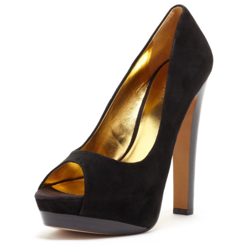Black Suede Heels Peep Toe